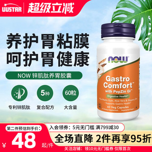 foods锌肌肽养胃胶囊成人肌肽锌保护胃壁黏膜消化酶美国进口 now