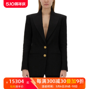 时尚 个性 女装 BALMAIN新款 女单排扣夹克T恤黑色上衣CF1SE055