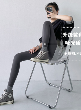 鲨鱼皮打底裤女外穿春秋新款可可色运动健美瘦腿紧身高弹瑜伽裤子