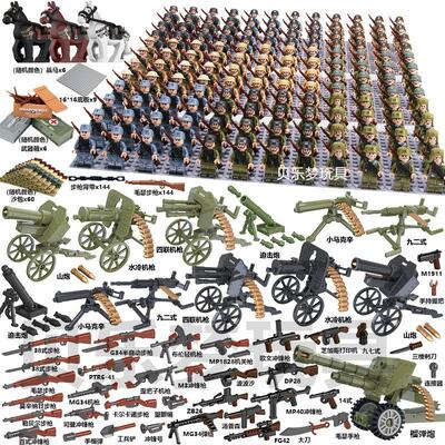 德国士兵积木人兼容乐高二战士兵人仔八路军美军德军小人偶武器积