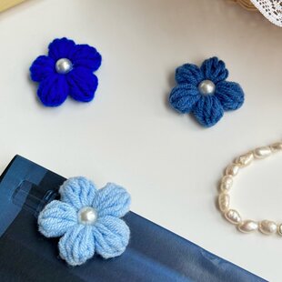 23毛线编织可爱限定手工毛线花头饰百搭配饰花朵造型头绳针织69