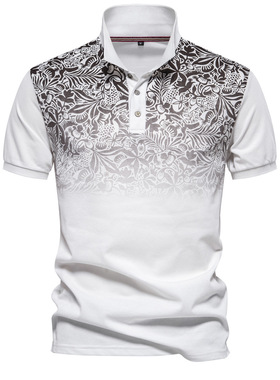 2024春夏走量款外贸跨境渐变印花男士翻领欧码T恤衫LPOLO衫