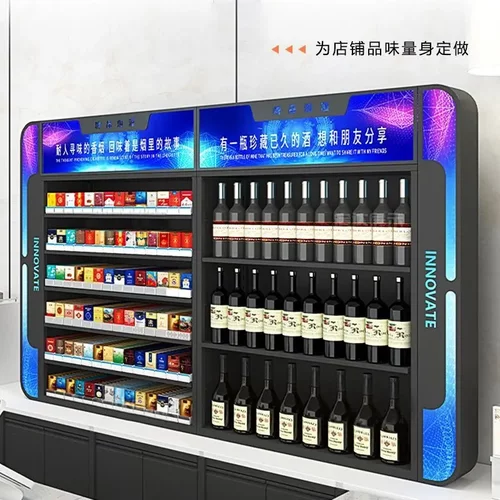 宿达超市全钢烤漆烟酒柜一体