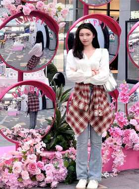 网红打卡哈哈镜室内外交通广角镜凸面镜道路转角弯镜反光镜凹凸镜