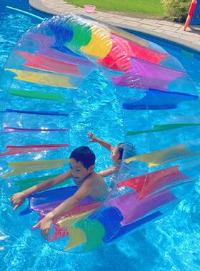 水上乐园充气滚筒玩具游泳圈彩色滚轮泳池滚轴浮排亲子互动道具