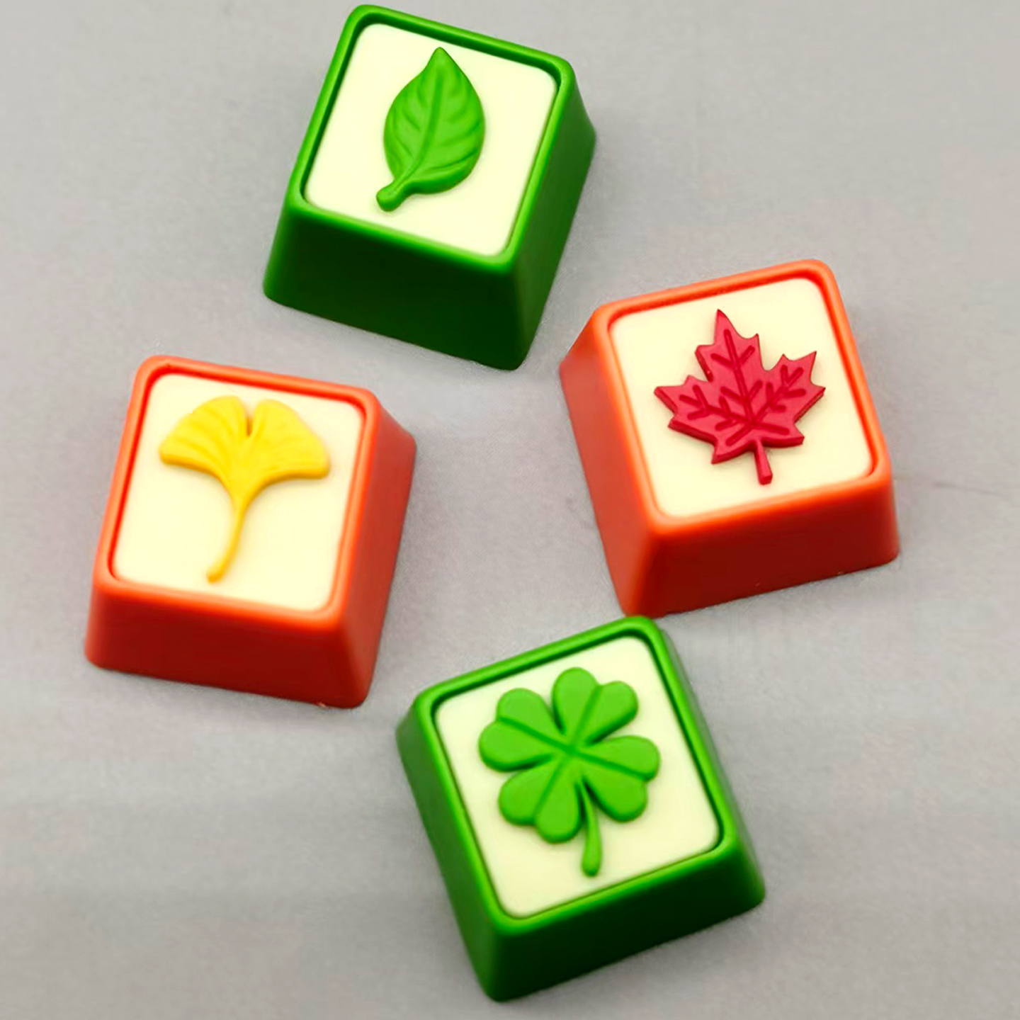 可爱小清新叶子图案十字键帽