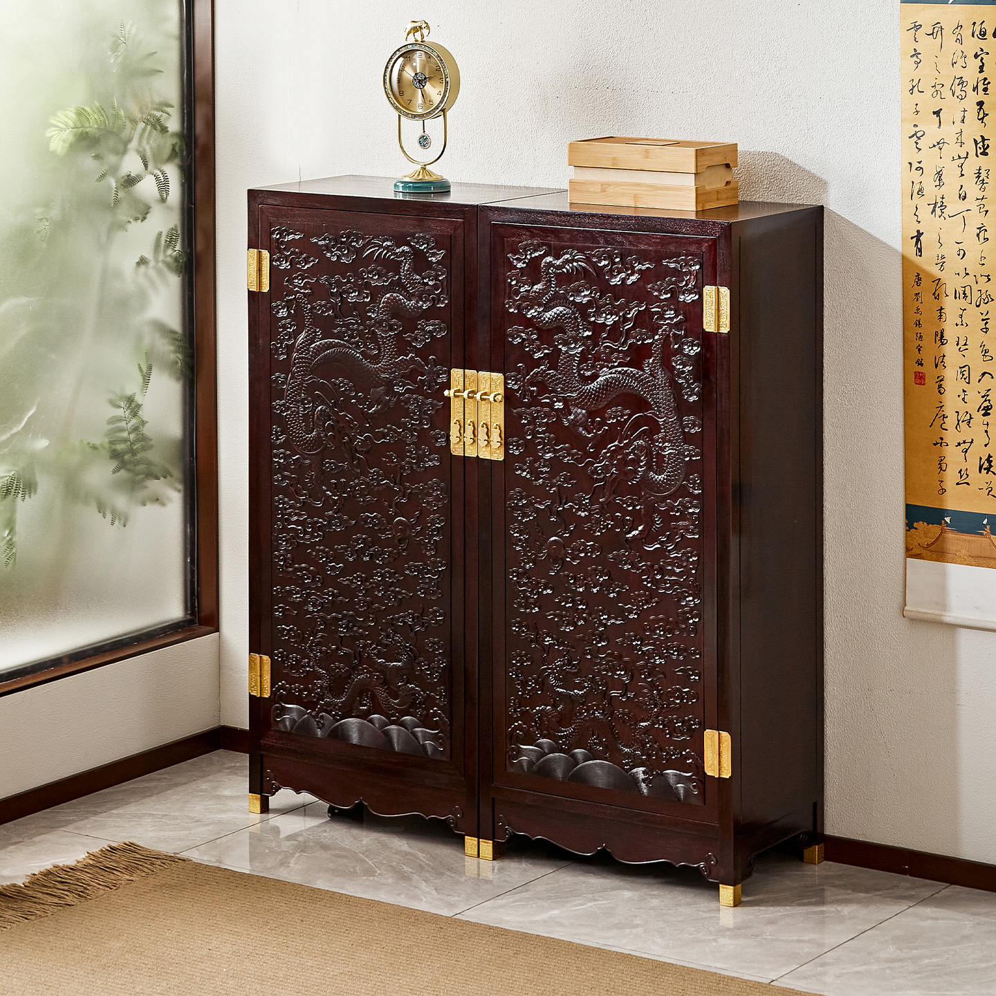 古尚古新中式榫卯结构全实木角柜