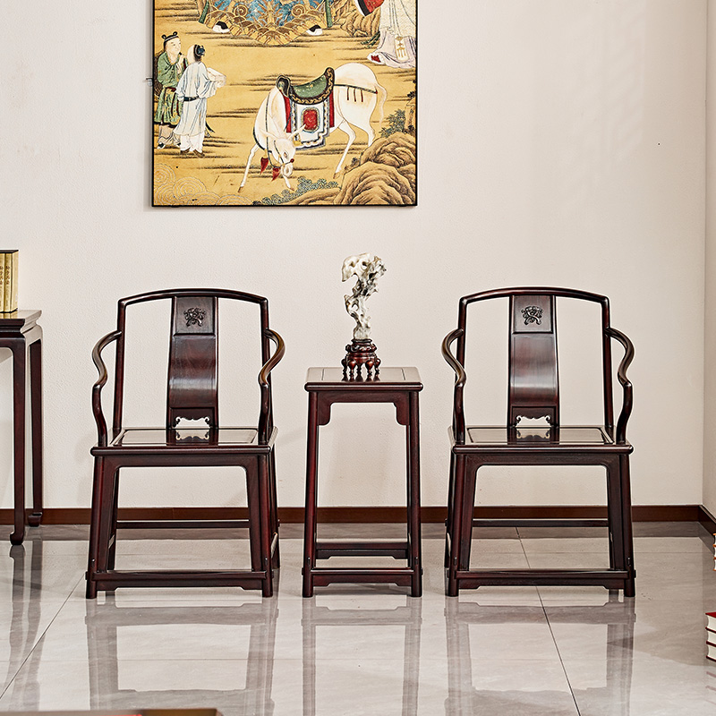 赞比亚血檀新中式南官帽椅椅实木