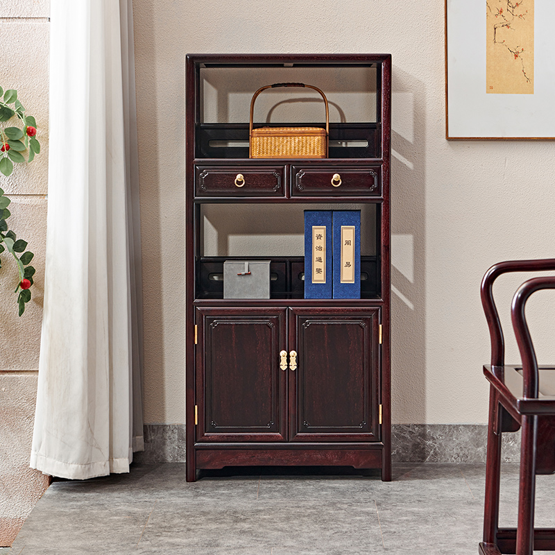 古尚古赞比亚血檀新中式实木书架