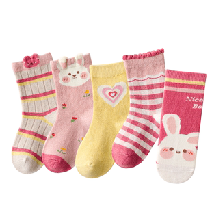 儿童袜子秋冬厚款纯棉春秋季韩版女童袜子宝宝女孩中长筒卡通袜子