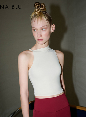 DIVINA BLU迪唯纳都灵系列不规则斜肩裸感瑜伽背心运动内衣健身服