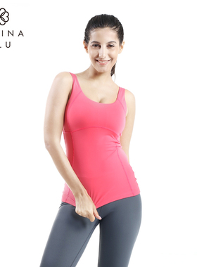 DIVINA BLU新款排汗速干健身衣修身显瘦专业瑜伽服上衣女带胸垫