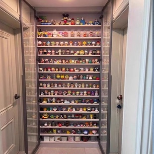 盲盒展示架透明防尘玻璃收纳盒摆放手办展示架子手办墙挂墙展示柜