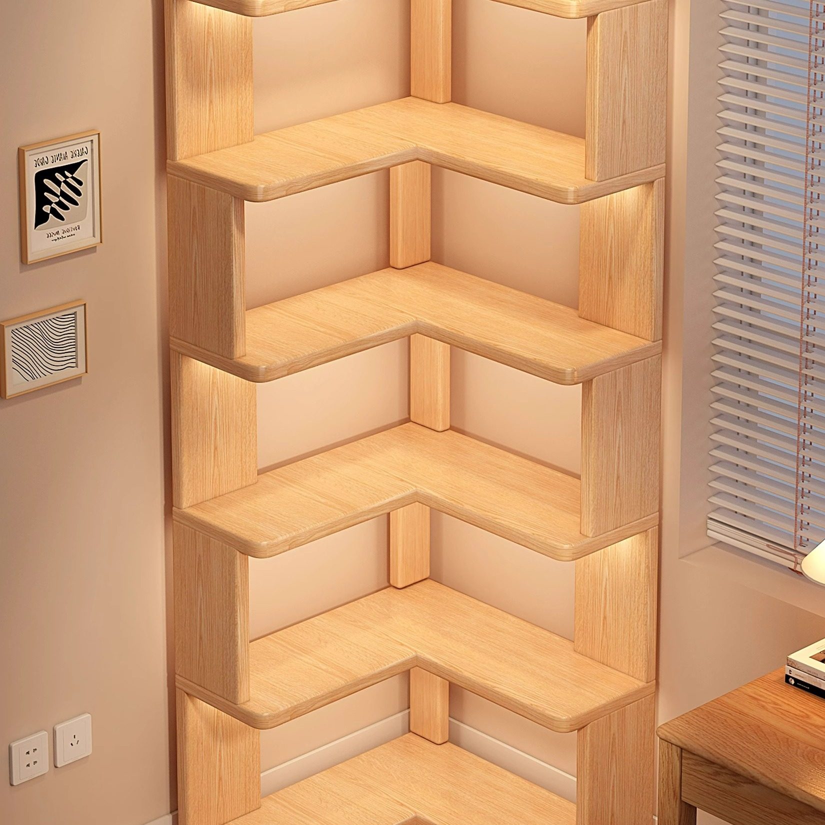 实木加厚转角书架置物架拐角窄柜卧室家用转角书柜靠墙落地置物柜,住宅家具,家用陈列柜,淘宝优惠券,粉丝福利购,淘宝优惠卷