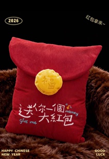 送你一个大红包抱枕新年红色喜庆靠枕马年创意公司年会礼品礼物