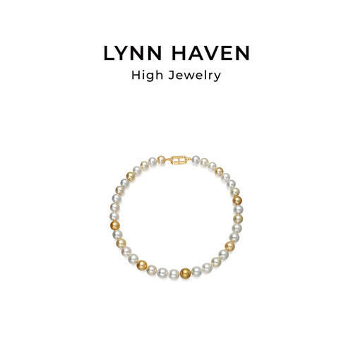 LynnHaven麟玟星芒澳白&金珠项链