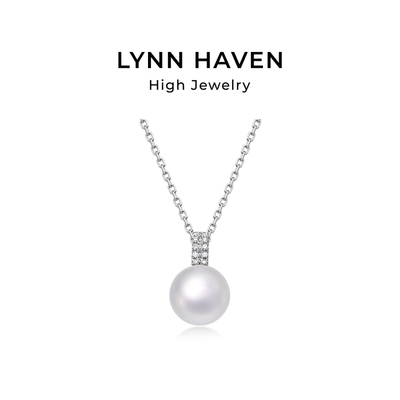 LynnHaven麟玟EARTH臻美经典Akoya海水珍珠项链18K金钻石吊坠礼物