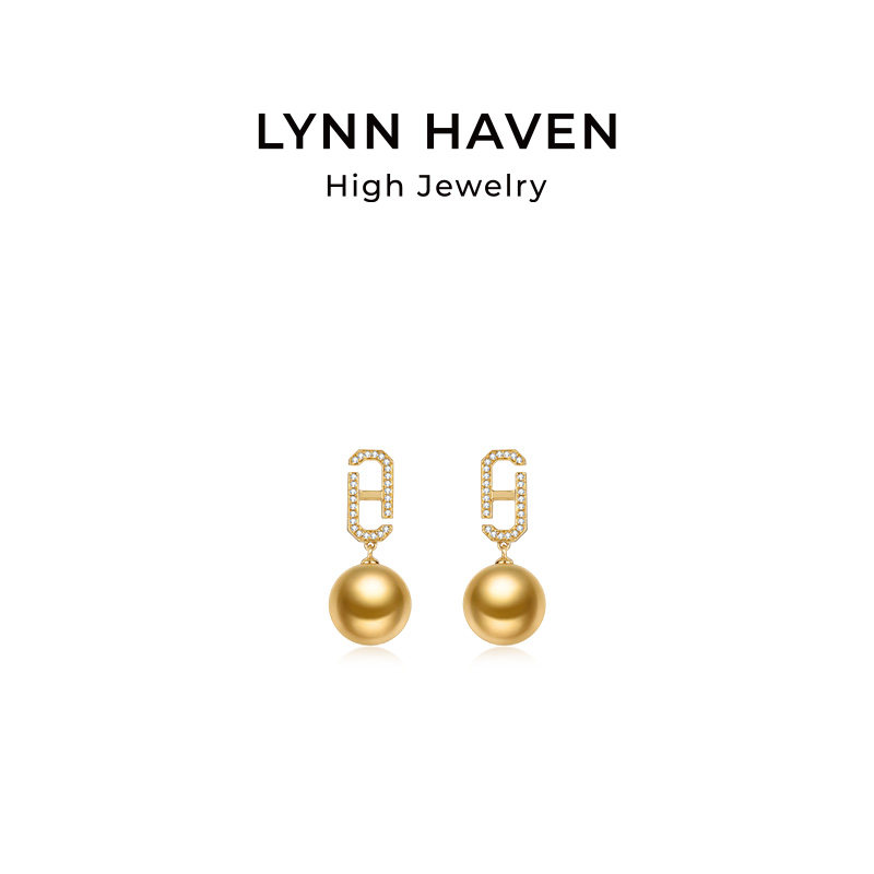 LynnHaven麟玟 EARTH LH符号 18K金南洋金珠海水珍珠耳钉耳饰礼物