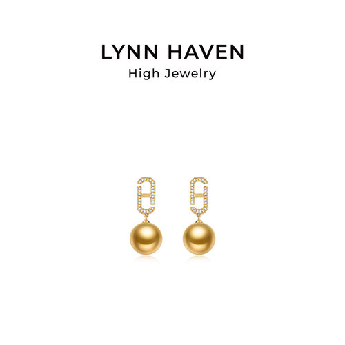 LynnHaven麟玟 EARTH LH符号 18K金南洋金珠海水珍珠耳钉耳饰礼物