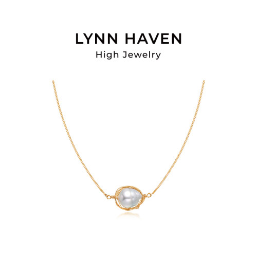 LynnHaven麟玟EARTH臻美经典澳白巴洛克海水珍珠项链18K金颈链