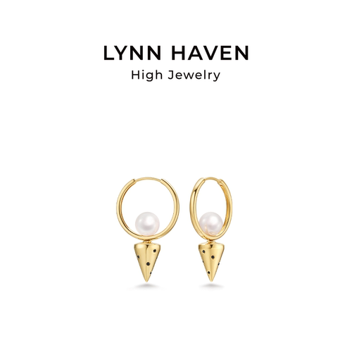 LynnHaven麟玟 SKY双子星 18K金Akoya海水珍珠耳钉钻石耳饰礼物