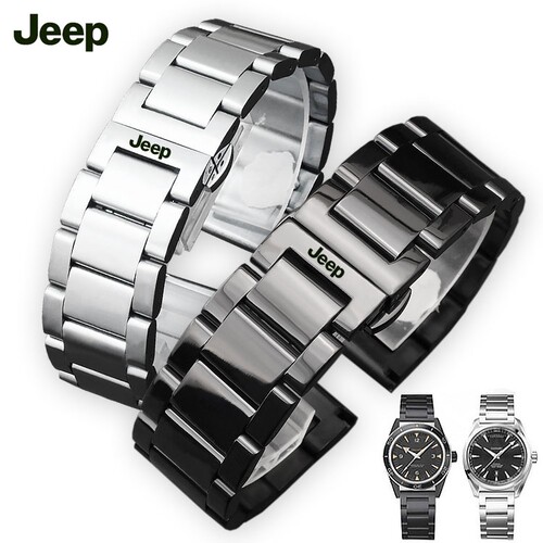 适用吉普JEEP手表带钢带男HY-WS02C JPW64603 FERACE精钢表链22mm