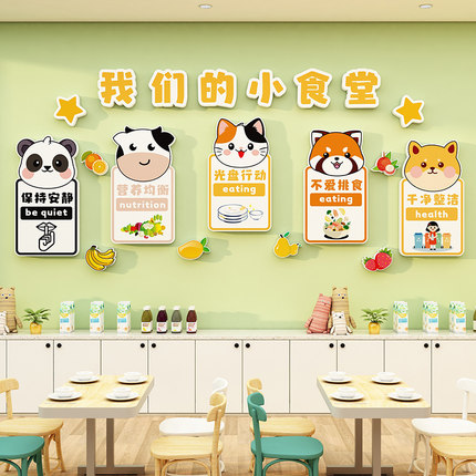 幼儿园环创材料成品墙我们的小食堂文化墙贴3d立体早餐午餐晚餐点