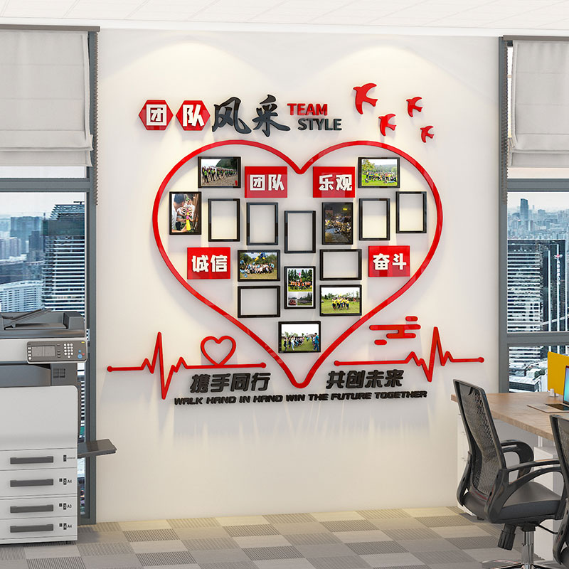 公司文化墙员工风采展示照片墙