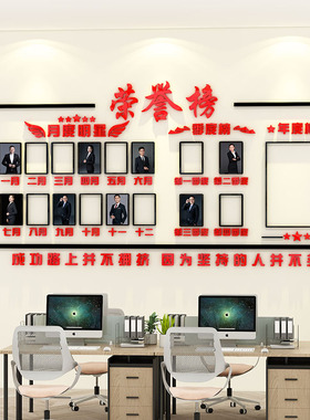 荣誉榜墙贴公司业绩优秀员工照片风采展示企业办公室文化墙面装饰