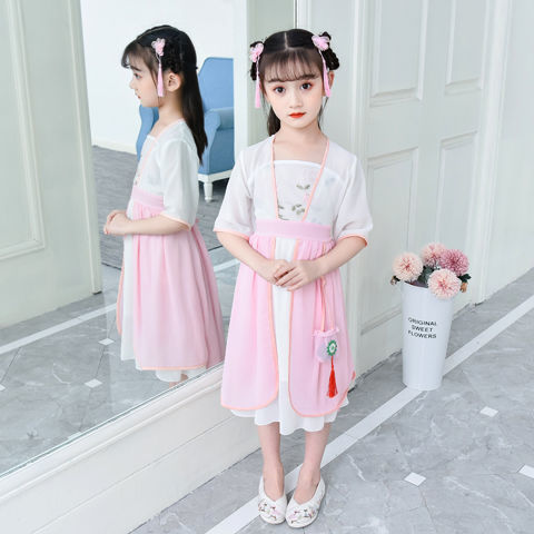 女童汉服连衣裙2025新款童装洋气网红夏装儿童洋气裙子夏季仙女裙