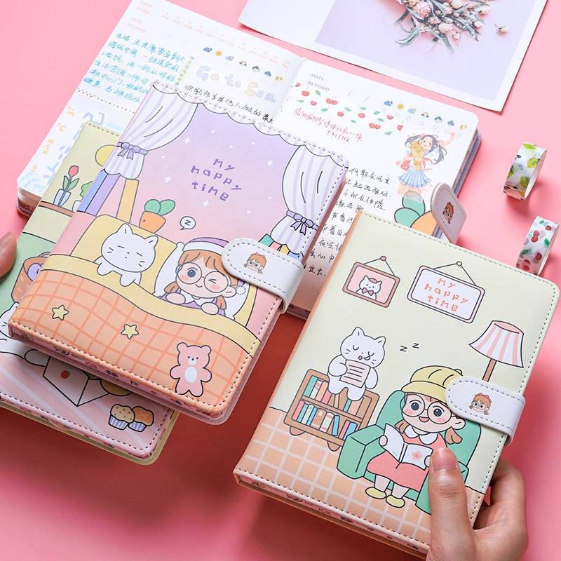 可爱的本子女生款日系手账本精美笔记本少女心卡通文艺磁扣日记本