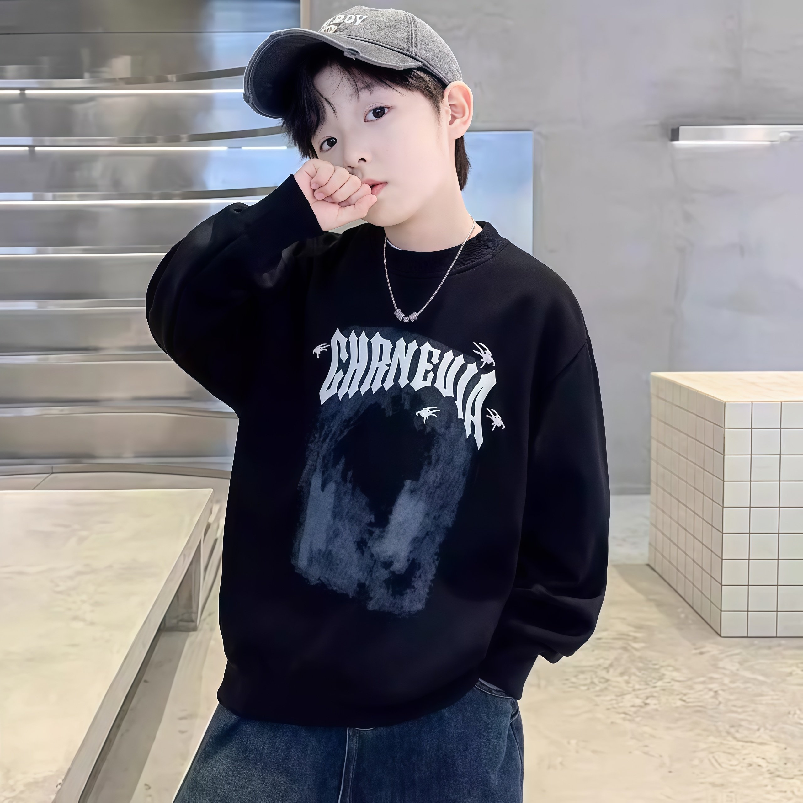 儿童装男童秋装卫衣2025新款帅气炸街男孩中大童春秋款上衣秋季潮