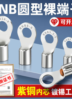 国标紫铜焊接RNB铜线鼻子O型冷压接线端子2/3.5/5.5/14/22-4/6/8/