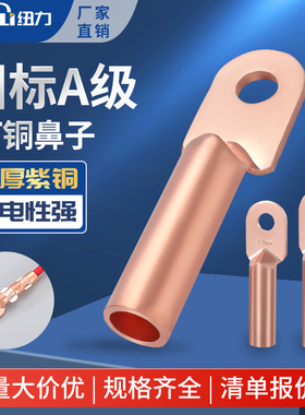 国标A级DT铜鼻子10/16/25/35/50/70/95/150/185/240平方接线端子