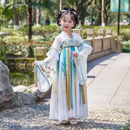 汉服男国学服古装朗诵表演服装小学生女童三字经开笔礼儿童演出服