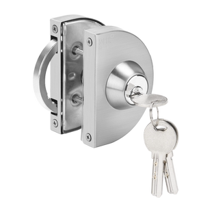 固钛有框玻璃门锁内外联动铝合门框锁移门推拉门锁不锈钢双开门锁