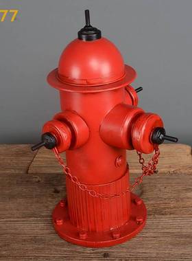 复古风餐馆酒吧造型消防栓摆件铁皮垃圾盆栽铁艺消防员拍戏道具