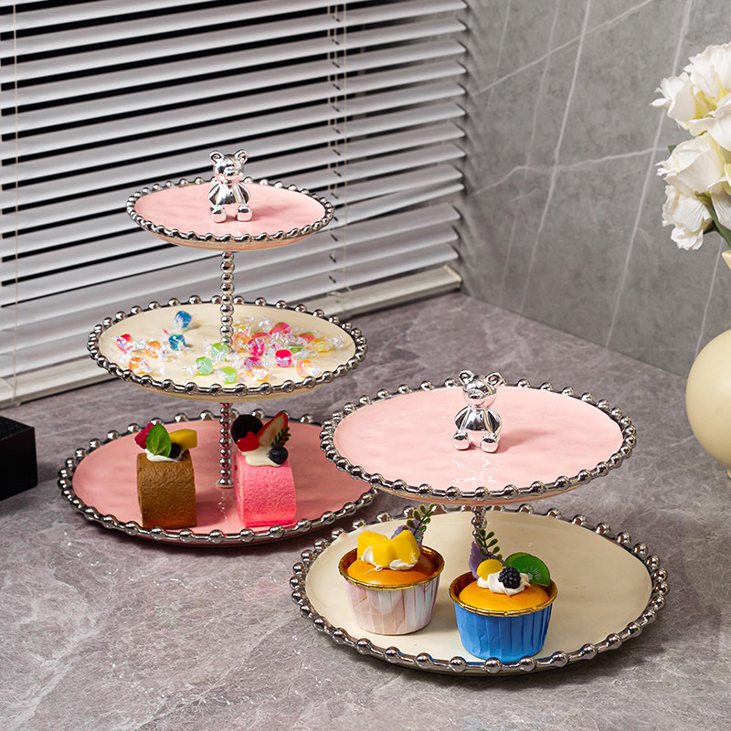 小熊珠点串盘水果盘家用客厅茶几2025网红爆款乔迁之喜陶瓷干果盘