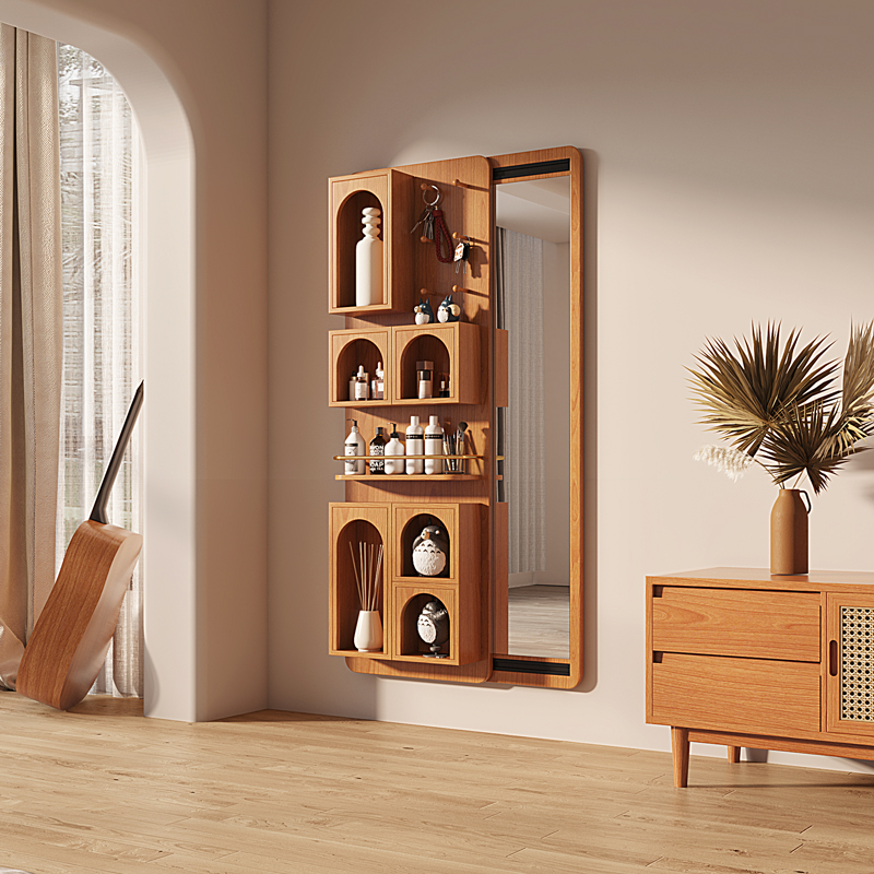 隐藏式全身镜置物架创意