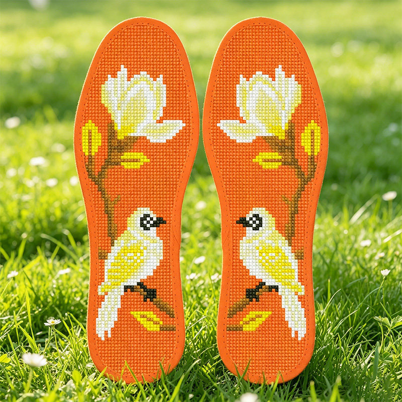 七层棉布十字绣鞋垫自己绣半成品手工刺绣花鸟透气吸汗男女款舒适