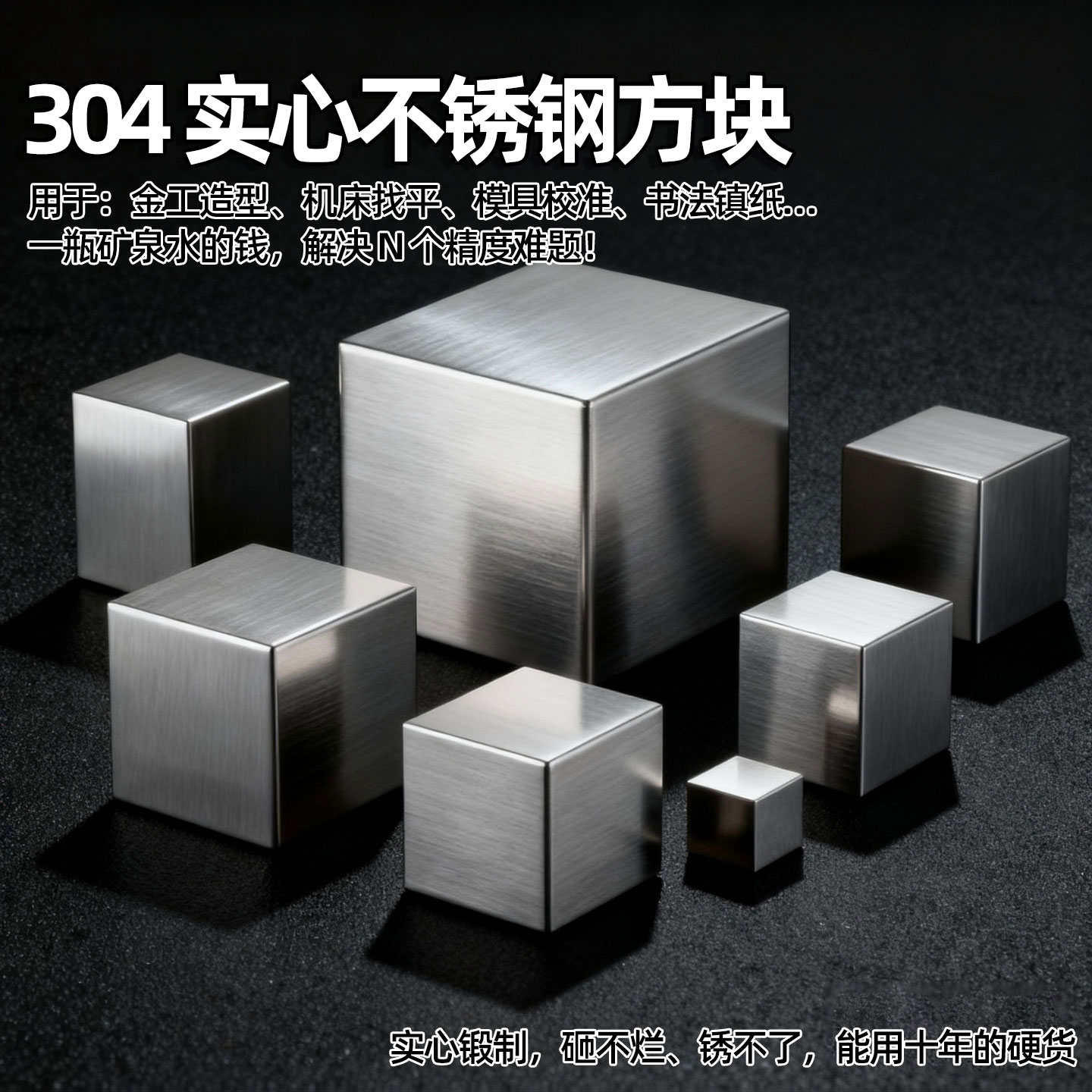 304不锈钢方块垫块四方形正方形长方形工业级实心块拉丝抛光