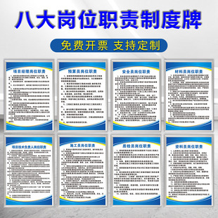 八大员岗位职责制度牌建筑工地施工制度牌工程项目施工管理制度五牌一图工程概括建筑生产安全制度安全警示牌