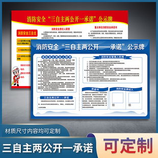 消防安全“三自主 两公开 一承诺”公示栏牌消防三提示四个能力安全责任管理人职责告知书承诺书宣传海报展板