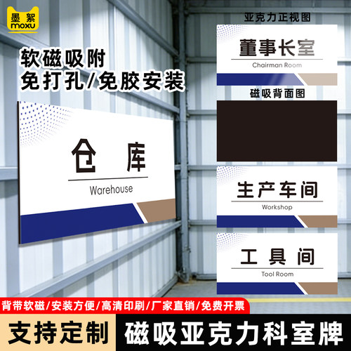 磁吸亚克力可更换门牌定制