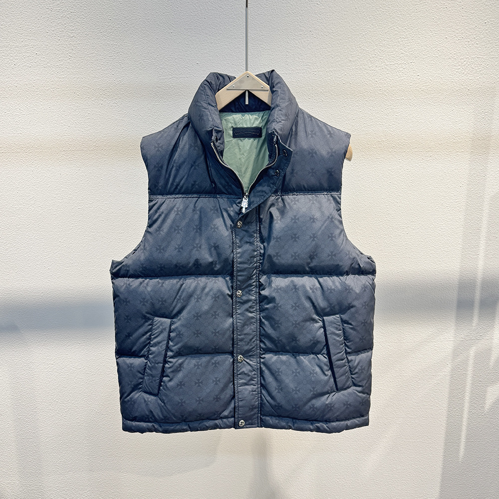 冬季男士黑色满印羽绒马甲套头