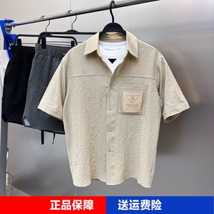 衬衫 宽松肌理泡泡纱休闲短袖 2024夏季 时尚 衬衣B1CJE2423 新款 男装