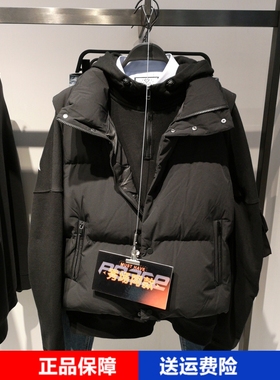 2024冬季新款男装黑色印花休闲时尚宽松无袖羽绒马甲潮B1AG94107