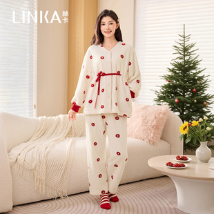 林卡睡衣女冬季加厚保暖家居服云朵绒冬日童话开衫套装居家服