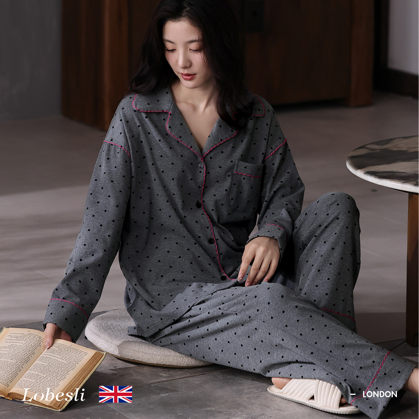 英国lobesli睡衣女款冬季新款纯棉贴身睡觉可外穿休闲家居服套装