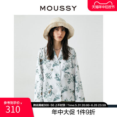 moussy新中式风慵懒感缎面衬衫